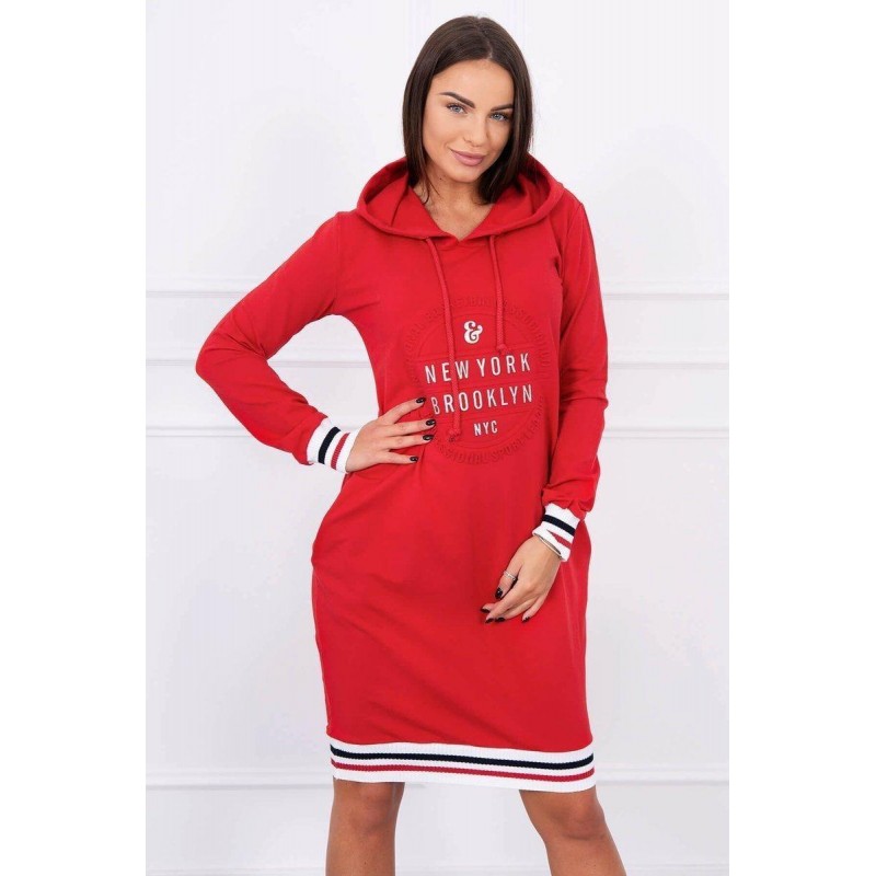 Dámske mikinové šaty 62095 - červené