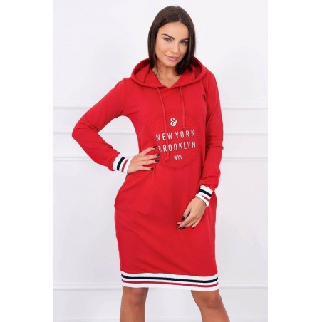 Dámske mikinové šaty 62095 - červené