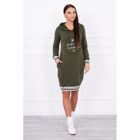 Dámske mikinové šaty 62095 - kaki