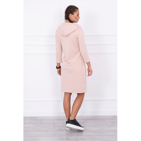 Šaty s kapucňou pre dámy 8847 - púdrovo béžové