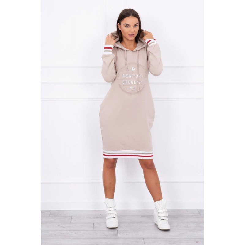 Dámske mikinové šaty 62095 - béžové