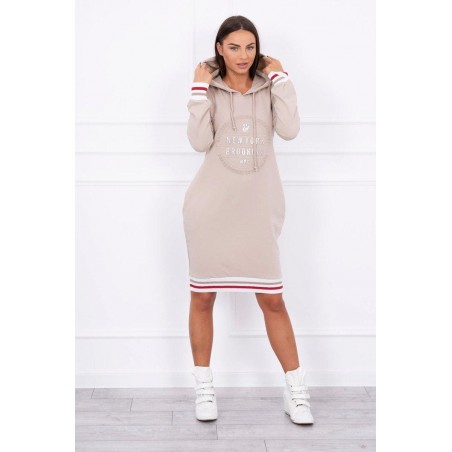 Dámske mikinové šaty 62095 - béžové