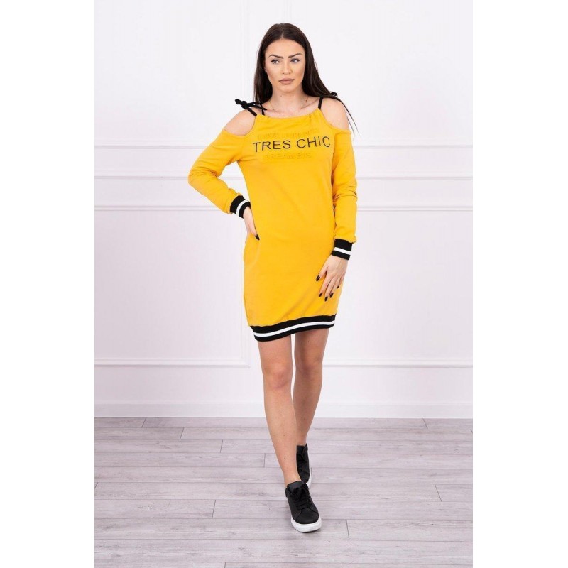 Horčicové dámske šaty 62182