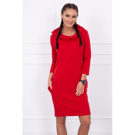 Šaty s kapucňou pre dámy 8847 - červené