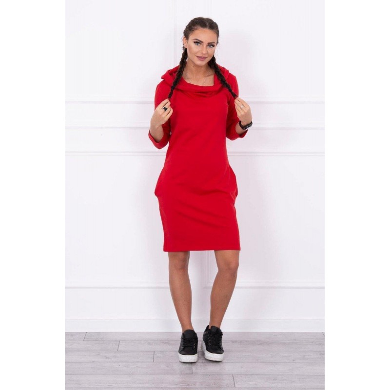 Šaty s kapucňou pre dámy 8847 - červené
