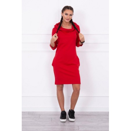 Šaty s kapucňou pre dámy 8847 - červené