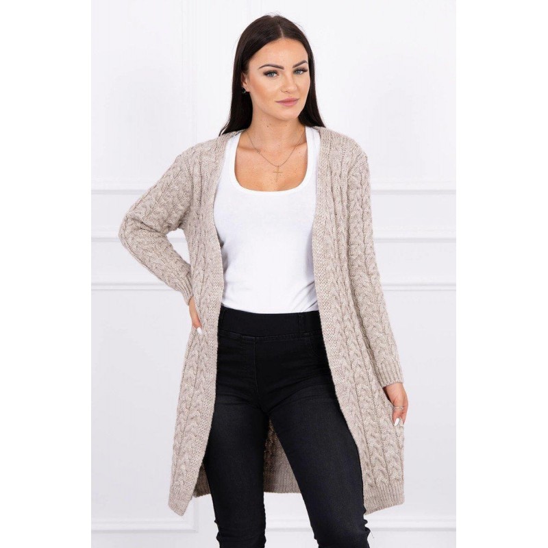 Dámsky pletený kardigán 2019-14 - tmavobéžový
