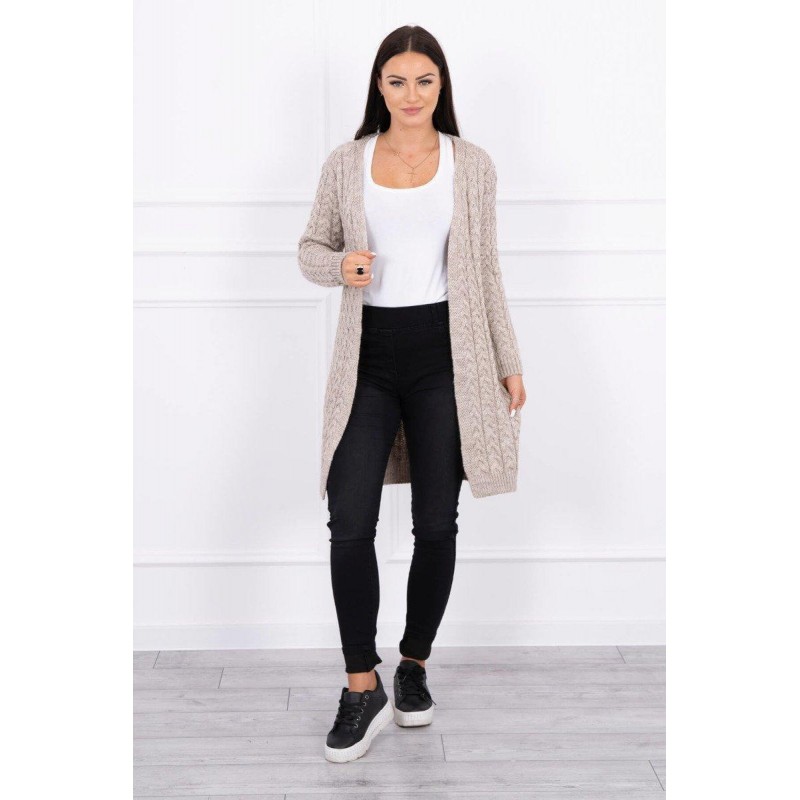 Dámsky pletený kardigán 2019-14 - tmavobéžový