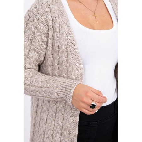 Dámsky pletený kardigán 2019-14 - tmavobéžový