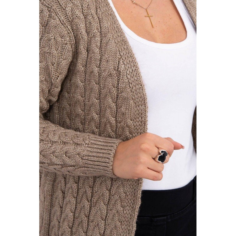 Dámsky pletený kardigán 2019-14 - kapučínový