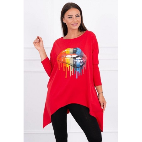 Dámska blúzka oversize s potlačou 9006 - červená