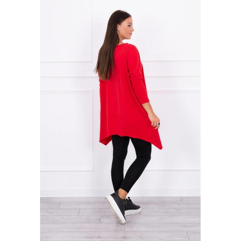 Dámska blúzka oversize s potlačou 9006 - červená