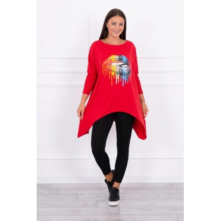Dámska blúzka oversize s potlačou 9006 - červená