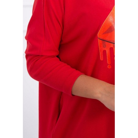Dámska blúzka oversize s potlačou 9006 - červená