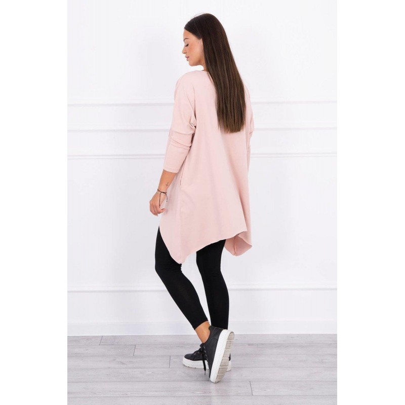 Dámska blúzka oversize s potlačou 9006 - púdrovo ružová