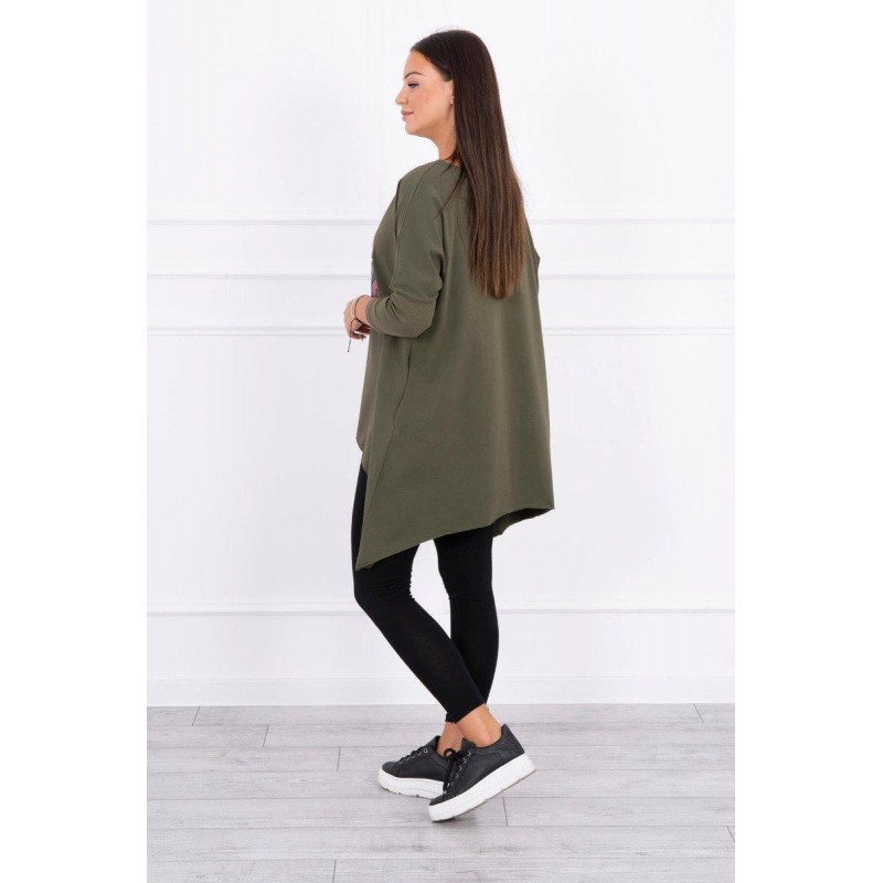 Dámska blúzka oversize s potlačou 9006 - kaki
