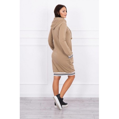 Dámske mikinové šaty 62095 - kamelové