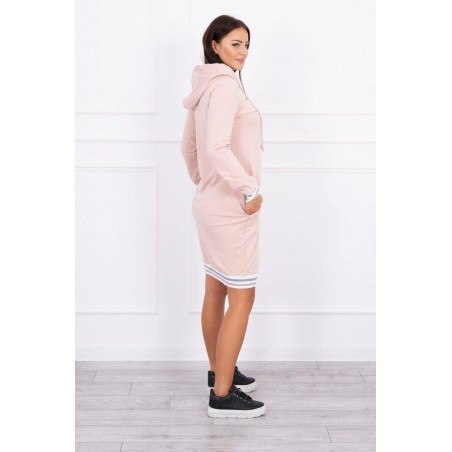 Dámske mikinové šaty 62095 - púdrovo tmavoružové