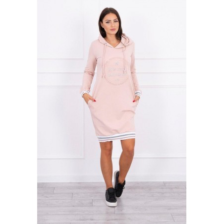 Dámske mikinové šaty 62095 - púdrovo tmavoružové
