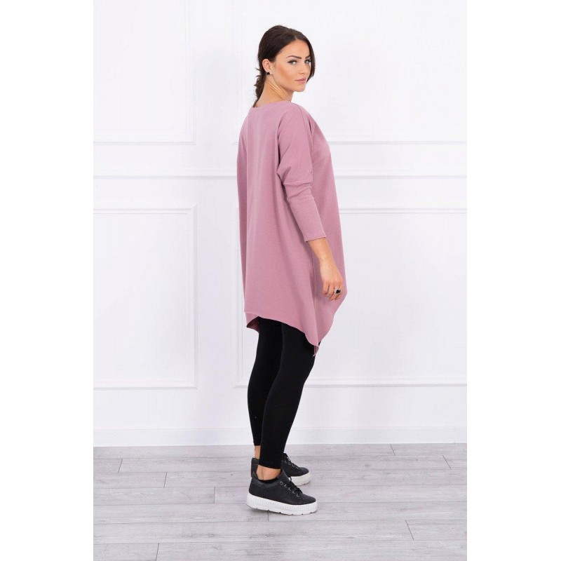 Dámska blúzka oversize s potlačou 9006 - tmavoružová