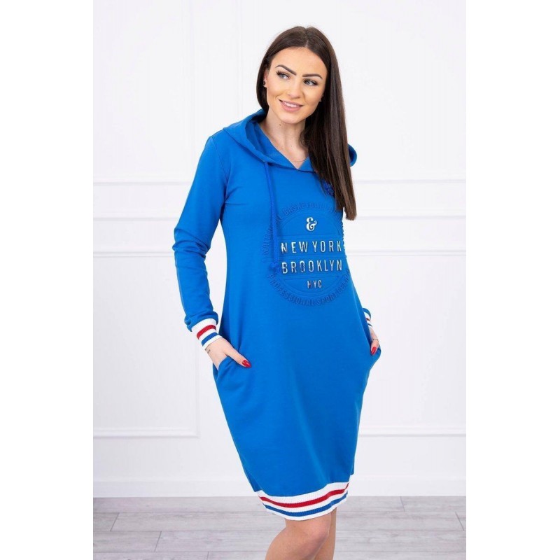 Dámske mikinové šaty 62095 - modré