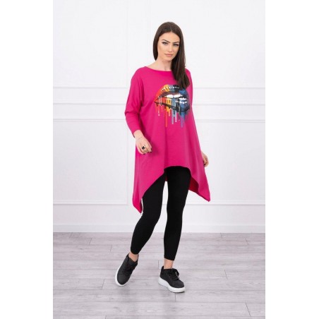 Dámska blúzka oversize s potlačou 9006 - fuchsiová