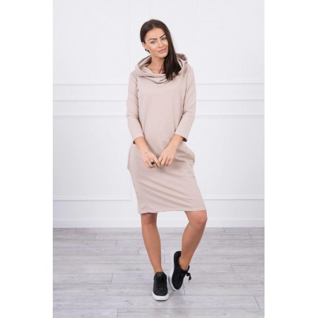 Šaty s kapucňou pre dámy 8847 - béžové