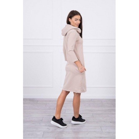 Šaty s kapucňou pre dámy 8847 - béžové