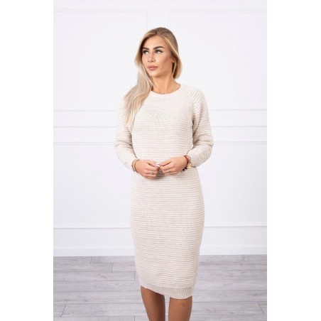 Dámske svetrové šaty 2019-38 - svetlobéžové