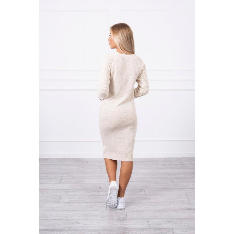 Dámske svetrové šaty 2019-38 - svetlobéžové