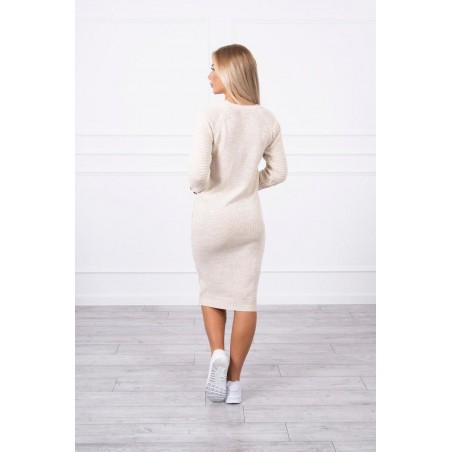 Dámske svetrové šaty 2019-38 - svetlobéžové