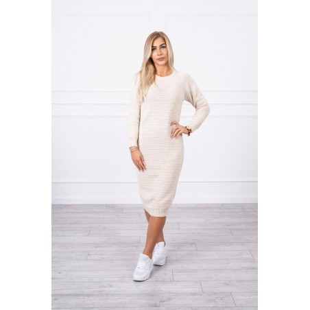 Dámske svetrové šaty 2019-38 - svetlobéžové