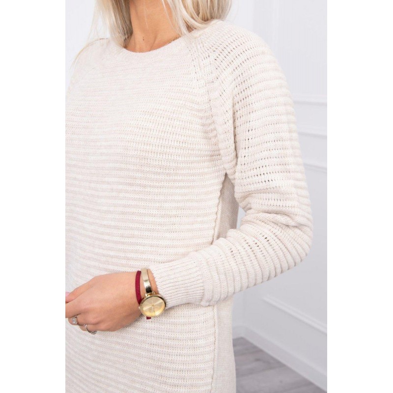 Dámske svetrové šaty 2019-38 - svetlobéžové