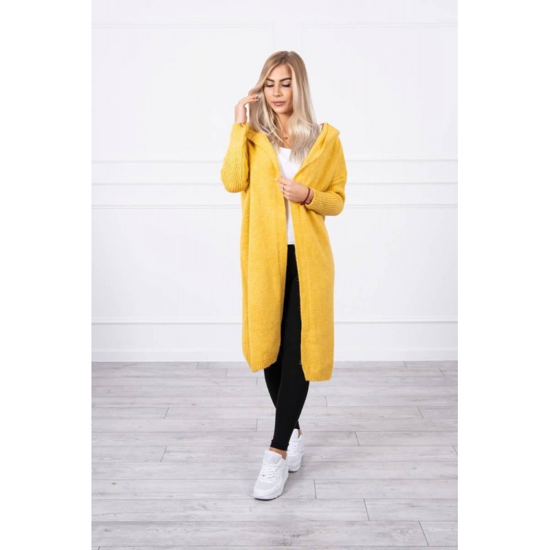 Dámsky kardigán s kapucňou 2020-14 - horčicový