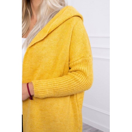 Dámsky kardigán s kapucňou 2020-14 - horčicový