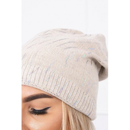 Súprava pre dámy čiapka a šál K137 - svetlobéžová