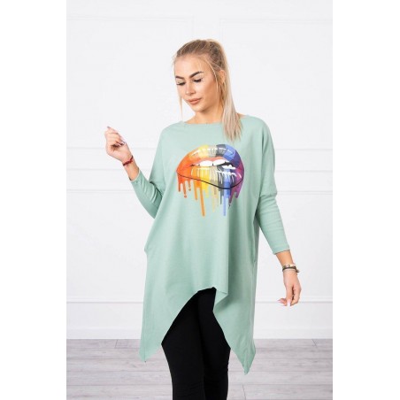 Dámska blúzka oversize s potlačou 9006 - tmavomätová