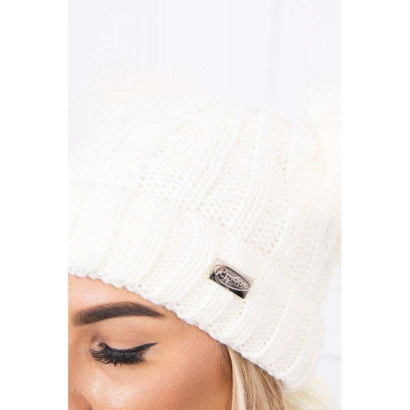 Ecru dámska súprava čiapka a šál K132