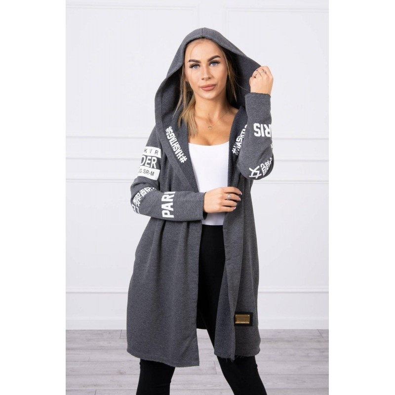 Kardigán s kapucňou pre dámy 033 - grafitový