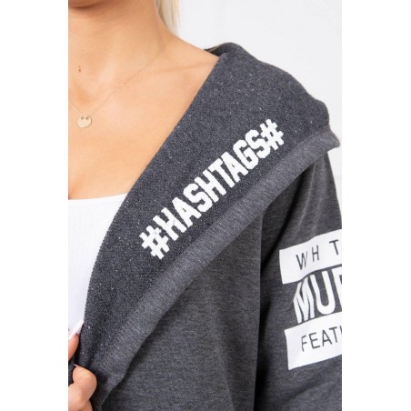 Kardigán s kapucňou pre dámy 033 - grafitový