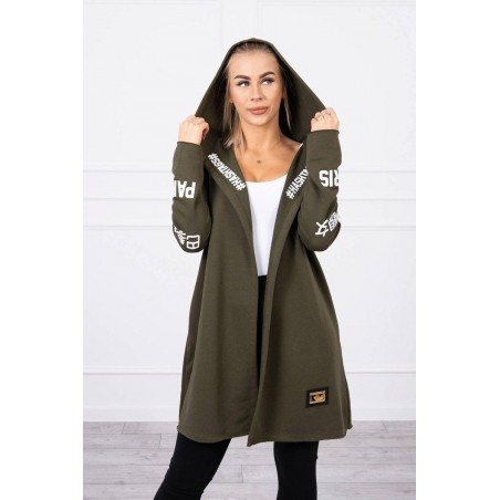 Kardigán s kapucňou pre dámy 033 - kaki