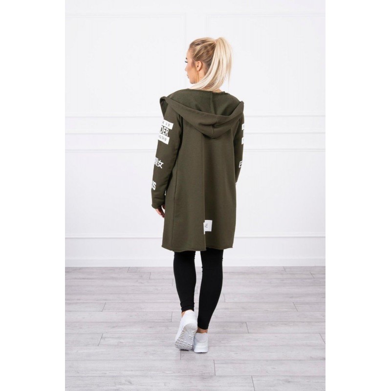 Kardigán s kapucňou pre dámy 033 - kaki