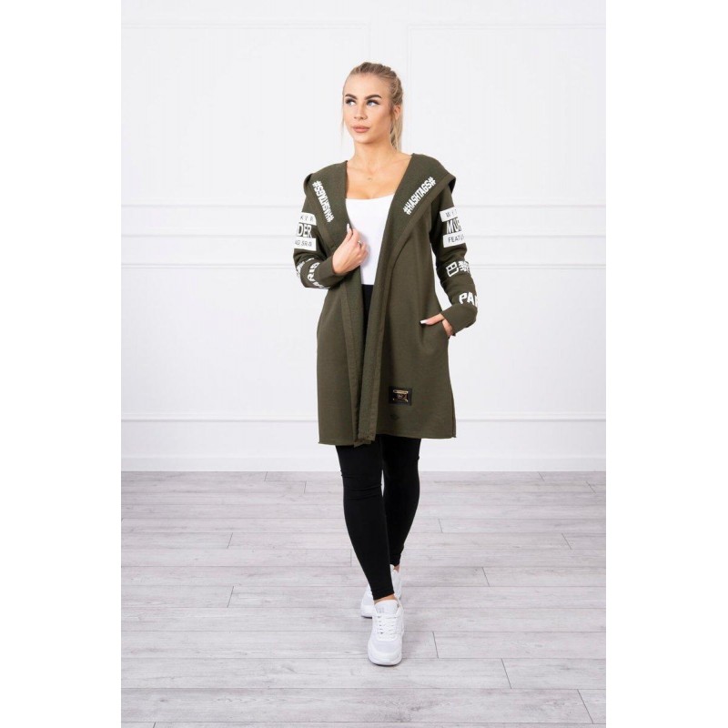 Kardigán s kapucňou pre dámy 033 - kaki