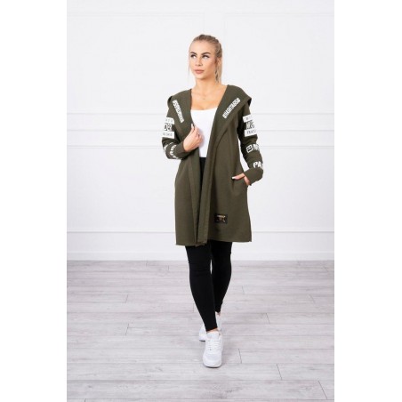 Kardigán s kapucňou pre dámy 033 - kaki