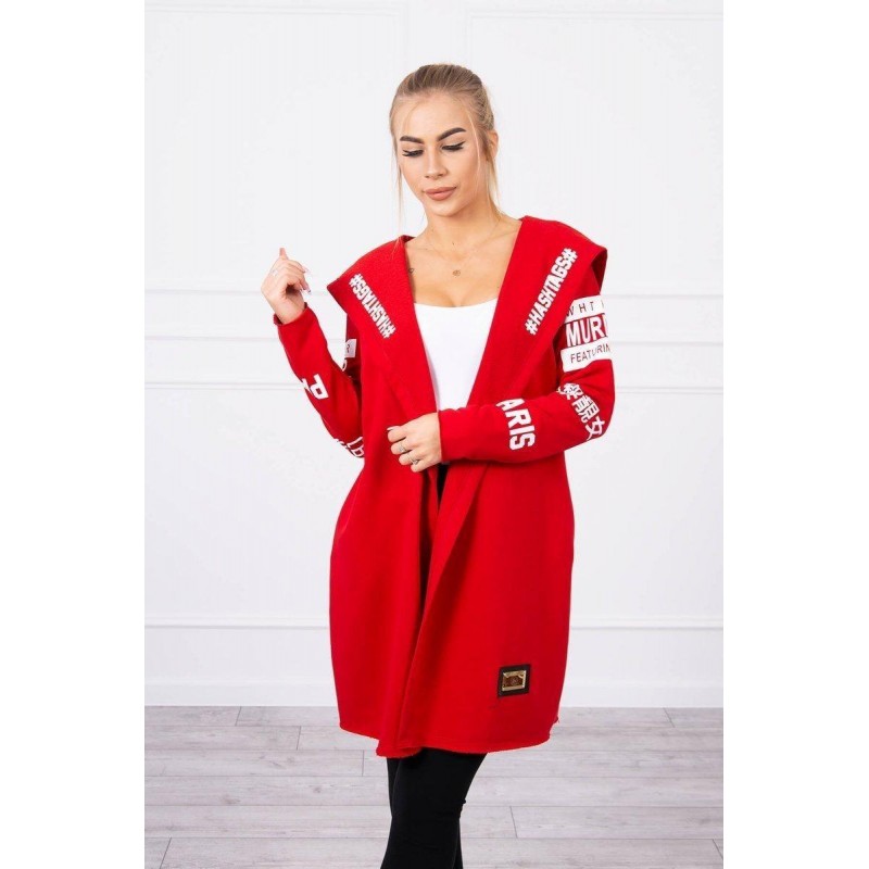 Kardigán s kapucňou pre dámy 033 - červený