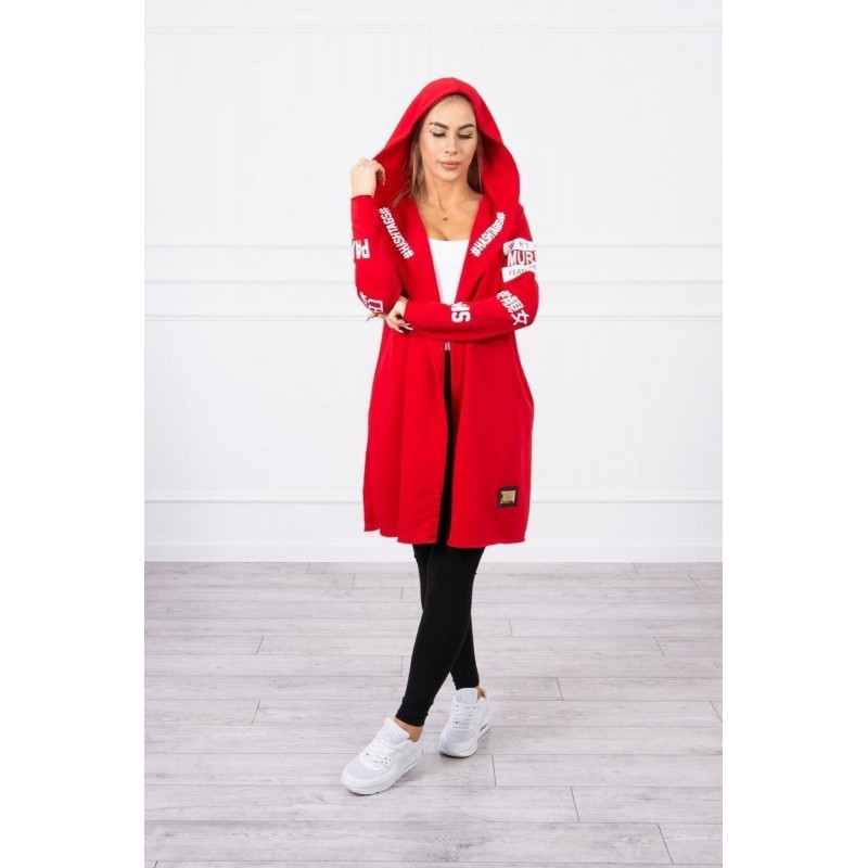 Kardigán s kapucňou pre dámy 033 - červený