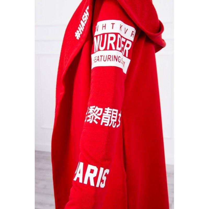 Kardigán s kapucňou pre dámy 033 - červený