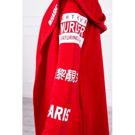 Kardigán s kapucňou pre dámy 033 - červený