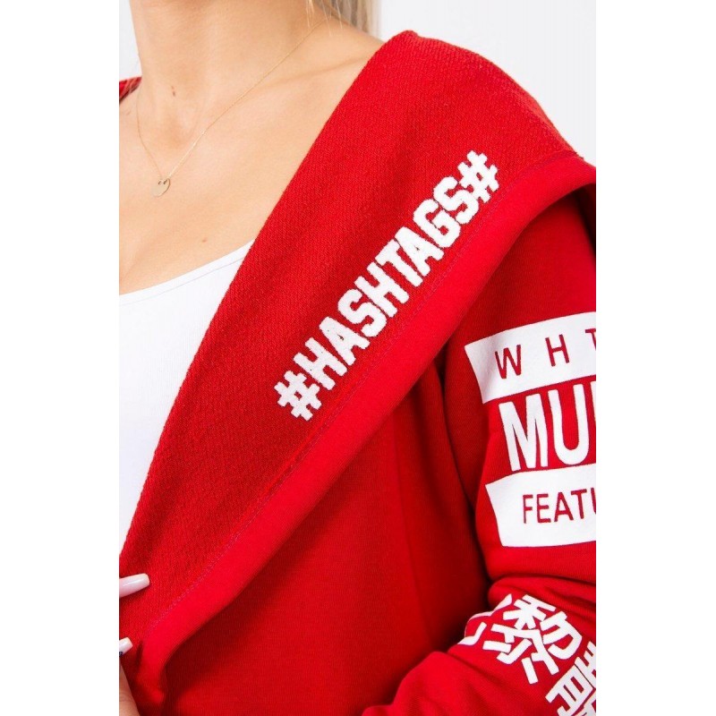 Kardigán s kapucňou pre dámy 033 - červený