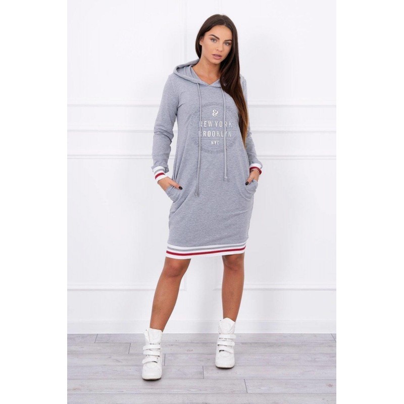 Dámske mikinové šaty 62095 - sivé